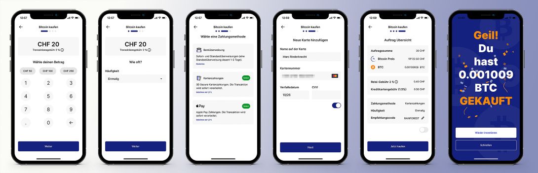 So einfach ist der Kauf von Bitcoin via Kreditkarte. Das Hinzufügen der Kartendetails ist beim nächsten Mal natürlich nicht mehr nötig.