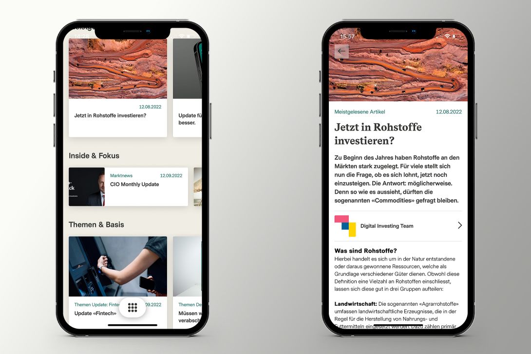 Bonus: Vontobel publiziert in der volt App regelmässig Artikel zu den Finanzmärkten