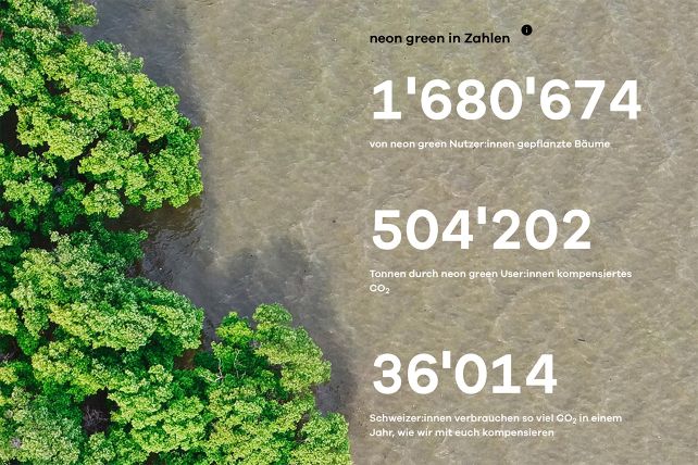 Der positive Nebeneffekt von neon green (Screenshot der neon Website Ende September 2022)