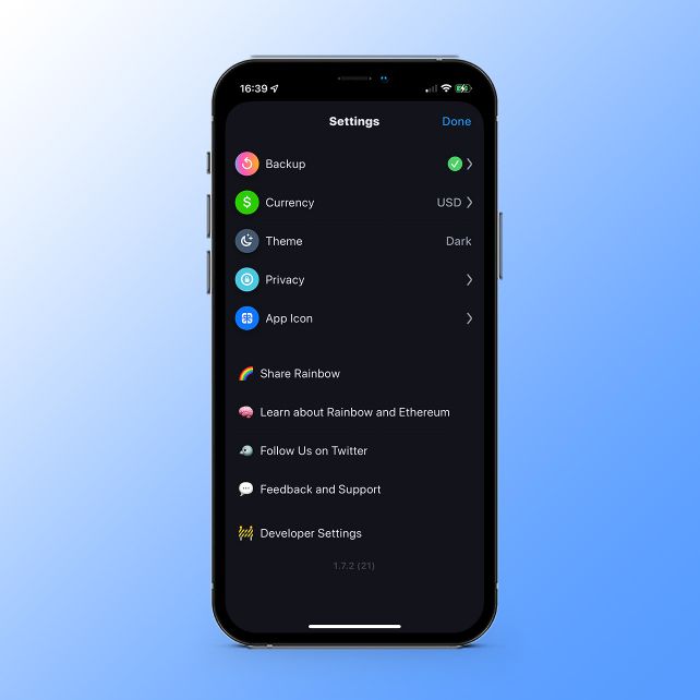 Für alle, die's lieber dunkel mögen: Die Rainbow App hat auch einen Darkmode